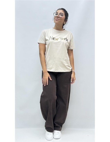 CAMISETA NEW YORK BEIG