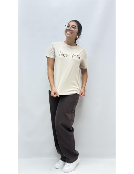CAMISETA NEW YORK BEIG