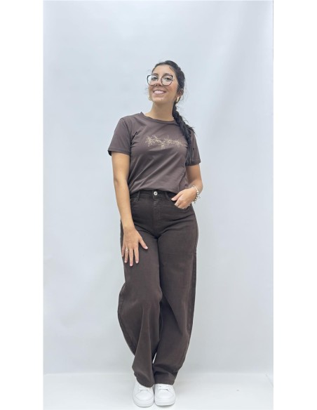 CAMISETA FLOWER MARRON