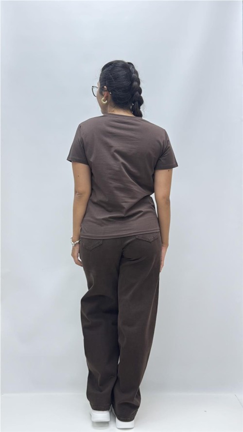 CAMISETA FLOWER MARRON
