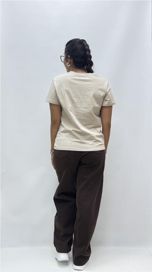 CAMISETA FLOWER BEIG