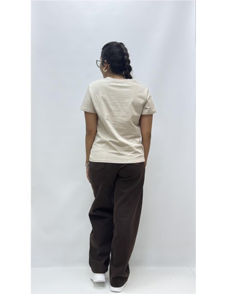 CAMISETA FLOWER BEIG