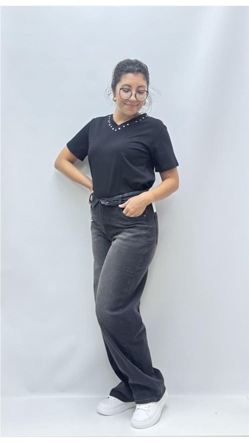 PANTALON DOBLE CINTURILLA NEGRO