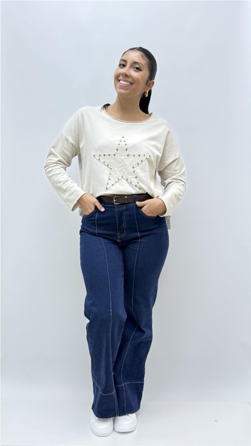 CAMISETA TACHAS ESTRELLA BEIG