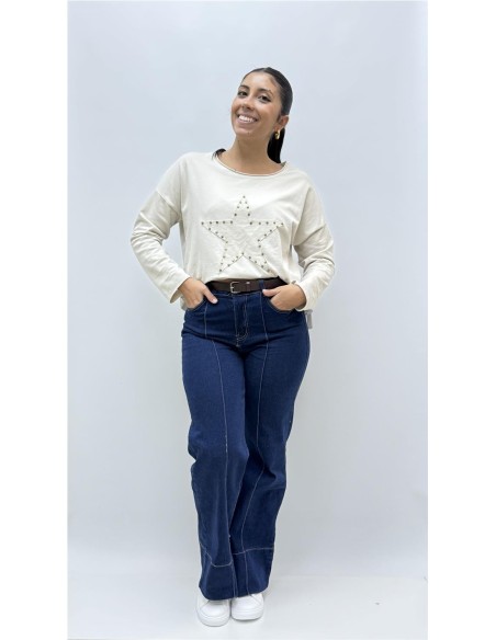 CAMISETA TACHAS ESTRELLA BEIG