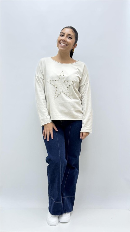 CAMISETA TACHAS ESTRELLA BEIG