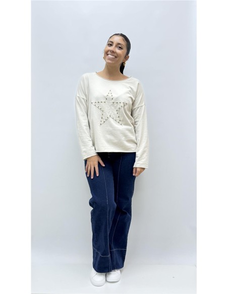 CAMISETA TACHAS ESTRELLA BEIG