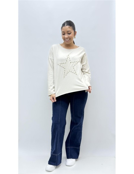 CAMISETA TACHAS ESTRELLA BEIG