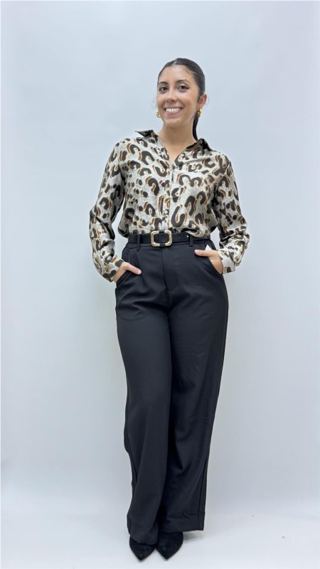 PANTALON CINTURON OTOÑO NEGRO