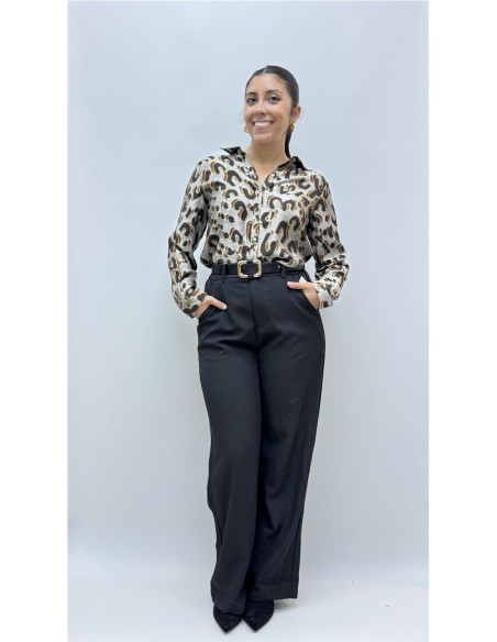 PANTALON CINTURON OTOÑO NEGRO