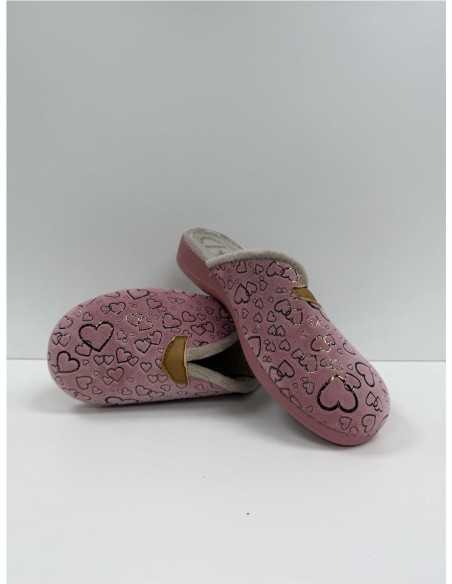 ZAPATILLA APERTURA CORAZONES ROSA