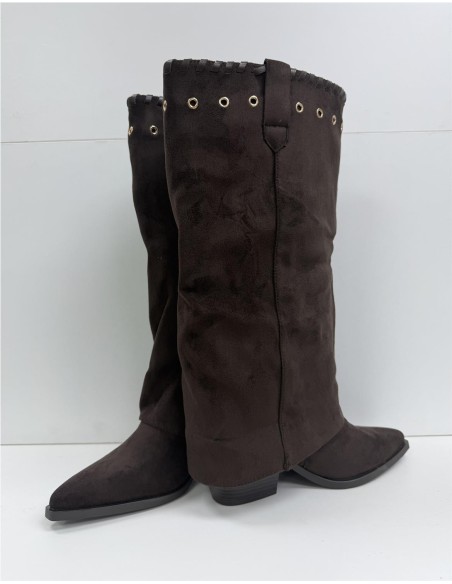 BOTA DOBLEZ CON ADORNO MARRON