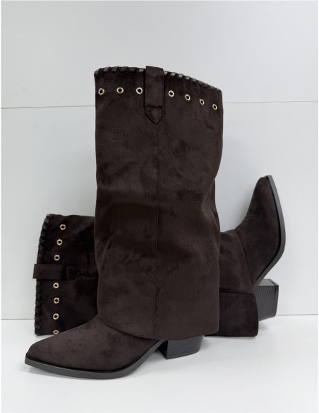 BOTA DOBLEZ CON ADORNO MARRON