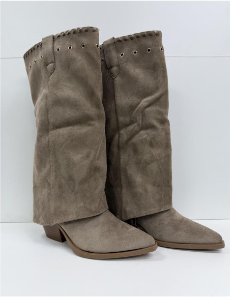BOTA DOBLEZ CON ADORNO TAUPE