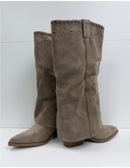 BOTA DOBLEZ CON ADORNO TAUPE