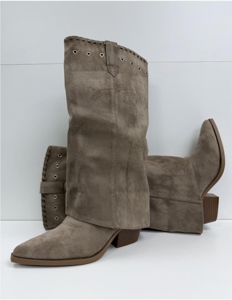 BOTA DOBLEZ CON ADORNO TAUPE