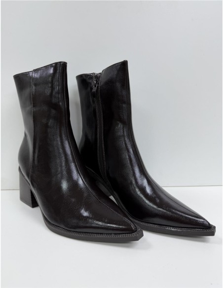 BOTIN POLIPIEL COSTURA CENTRAL MARRON