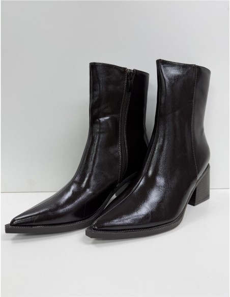 BOTIN POLIPIEL COSTURA CENTRAL MARRON