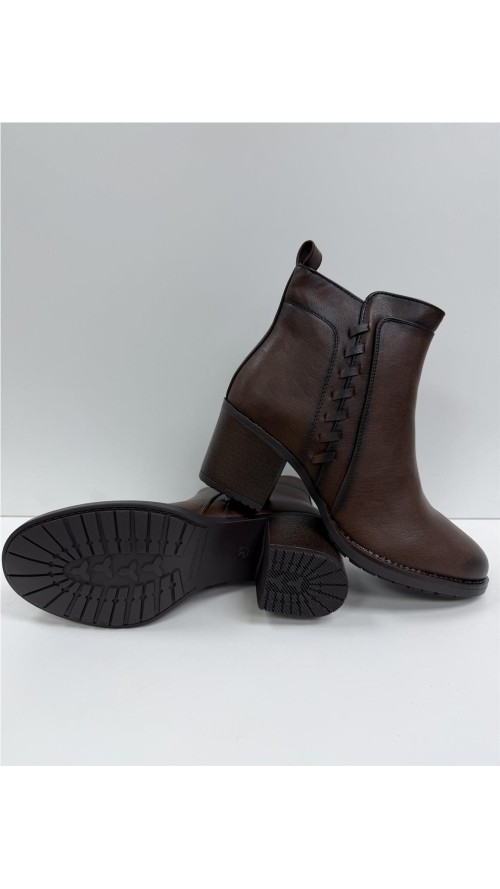 BOTIN RIVETE LATERAL MARRON