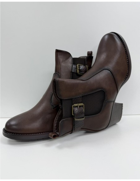 BOTIN ELASTICO CON HEBILLA MARRON