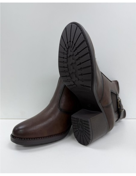 BOTIN ELASTICO CON HEBILLA MARRON