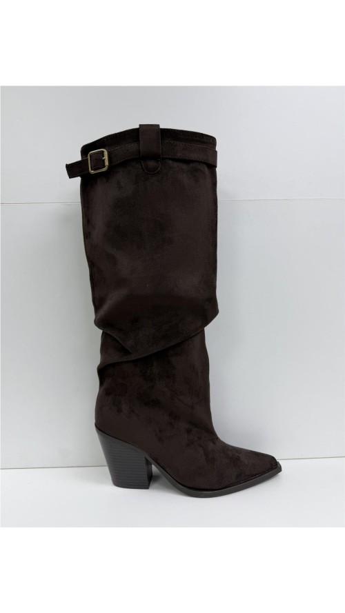 BOTA ARRUGADA COW BOY HEBILLA MARRON