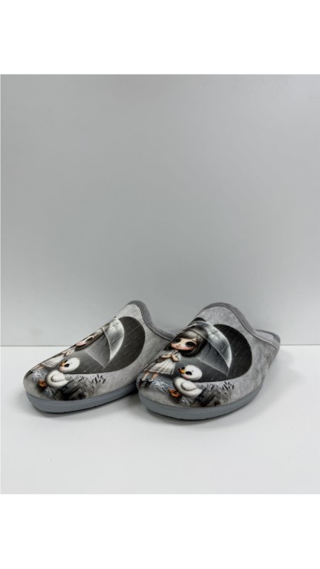 ZAPATILLA NIÑA CON PARAGURAS GRIS