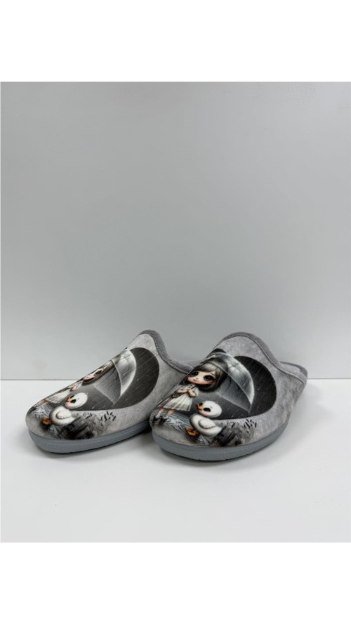 ZAPATILLA NIÑA CON PARAGURAS GRIS