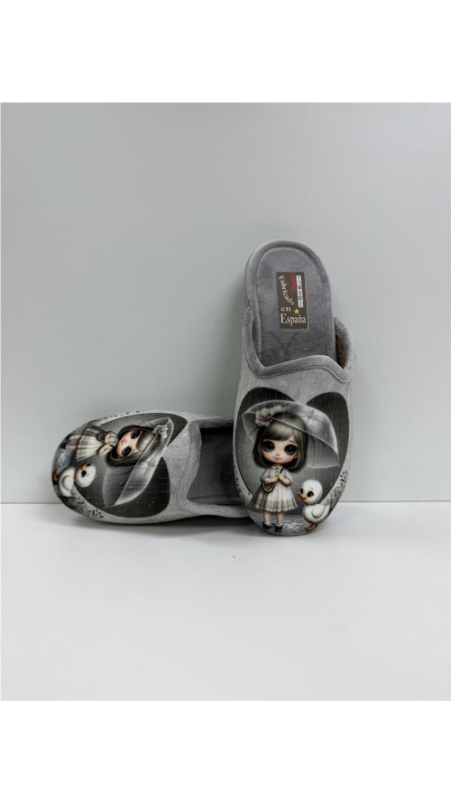 ZAPATILLA NIÑA CON PARAGURAS GRIS