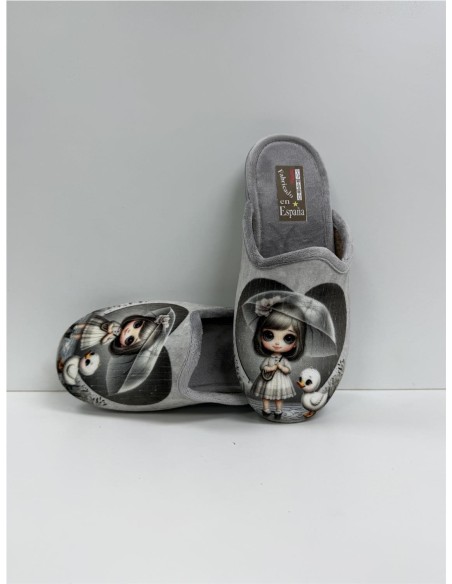 ZAPATILLA NIÑA CON PARAGURAS GRIS