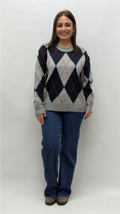 JERSEY ROMBO DIANA GRIS