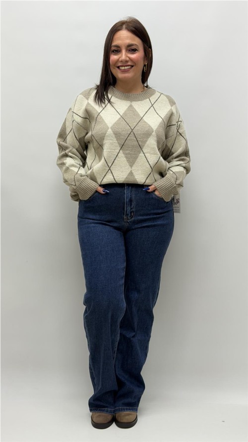 JERSEY ROMBO DIANA TAUPE