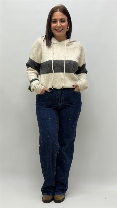 JERSEY CON CAPULLA ADELA GRIS