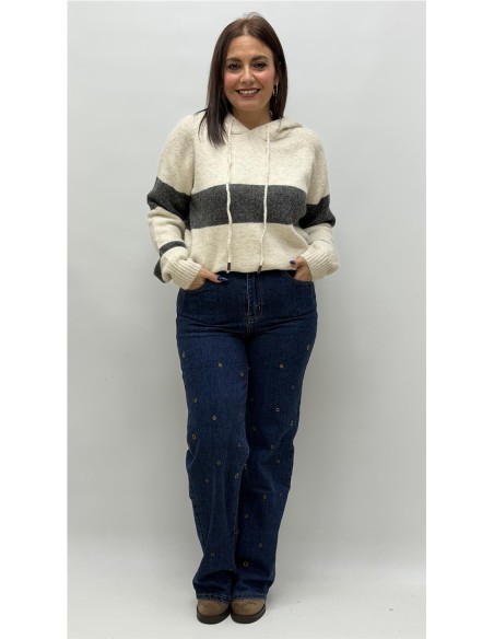 JERSEY CON CAPULLA ADELA GRIS
