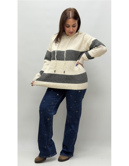 JERSEY CON CAPULLA ADELA GRIS