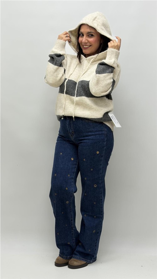 JERSEY CON CAPULLA ADELA GRIS