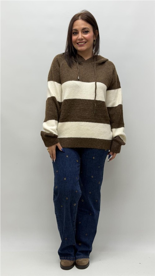 JERSEY CON CAPULLA ADELA MARRON