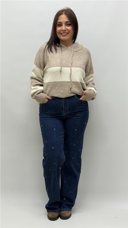 JERSEY CON CAPULLA ADELA CAMEL