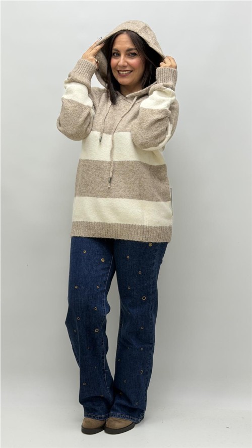 JERSEY CON CAPULLA ADELA CAMEL