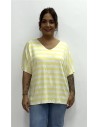 CAMISETA RAYAS CON COLLAR AMARILLO