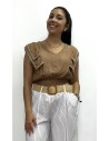 TOP LISO DAMA MARRON