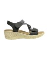 SANDALIA ELASTICA CON VELCRO NEGRO