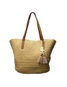 CESTA RAFIA ADORNO CONCHAS CAMEL