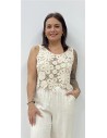 TOP CROCHE FLOR BEIG