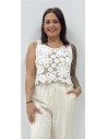 TOP CROCHE FLOR BLANCO