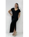 VESTIDO ALGODON CUELLO V NEGRO