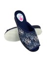 ZAPATILLA CUÑA FLORES MARINO