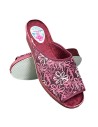 ZAPATILLA CUÑA FLORES BURDEOS