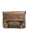 BOLSO RAFIA SOLAPA CUERO CAMEL
