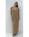 VESTIDO ALGODON CUELLO V CAMEL